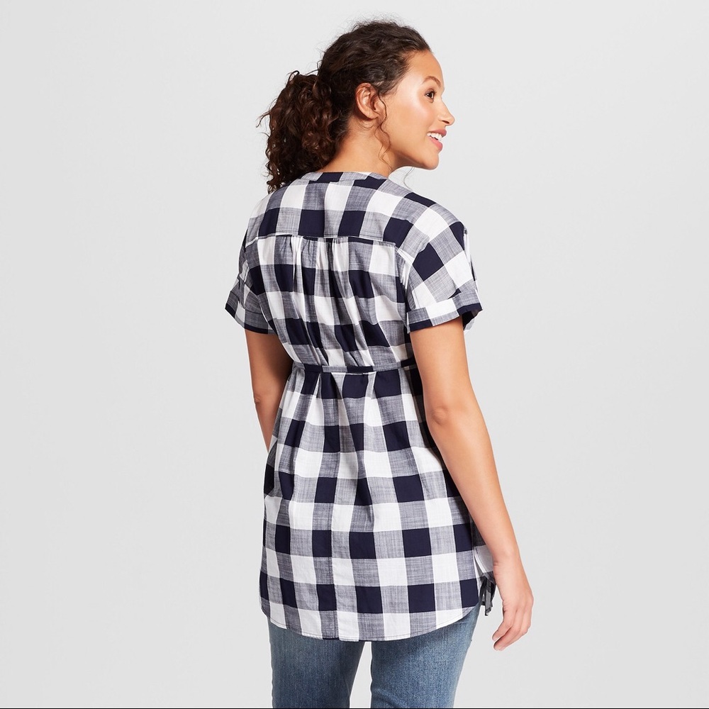 Maternity Dolman Short Sleeve Button-Down Top